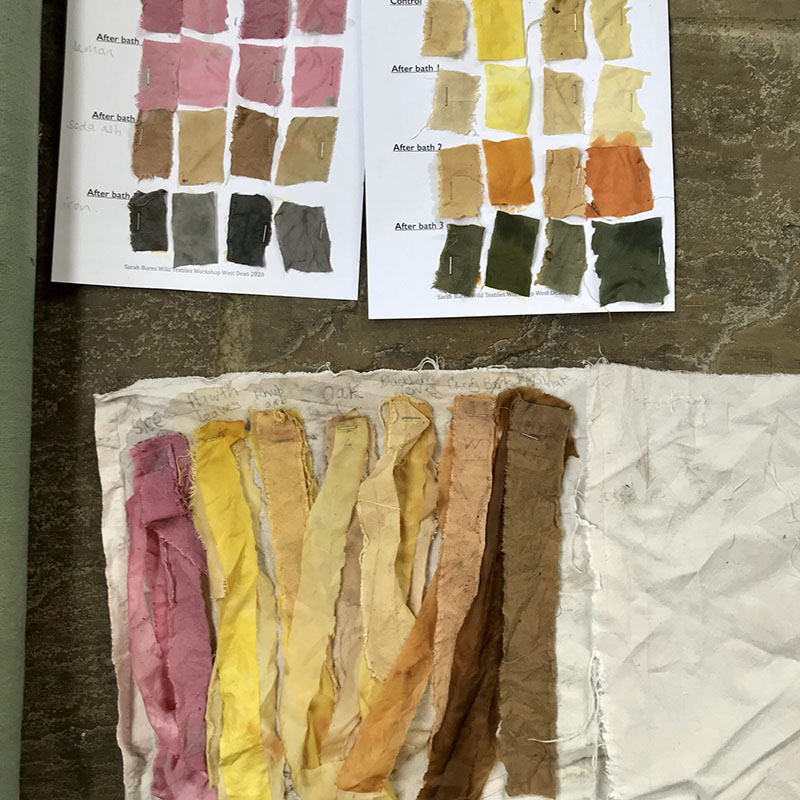 Natural dyeing fabric samples